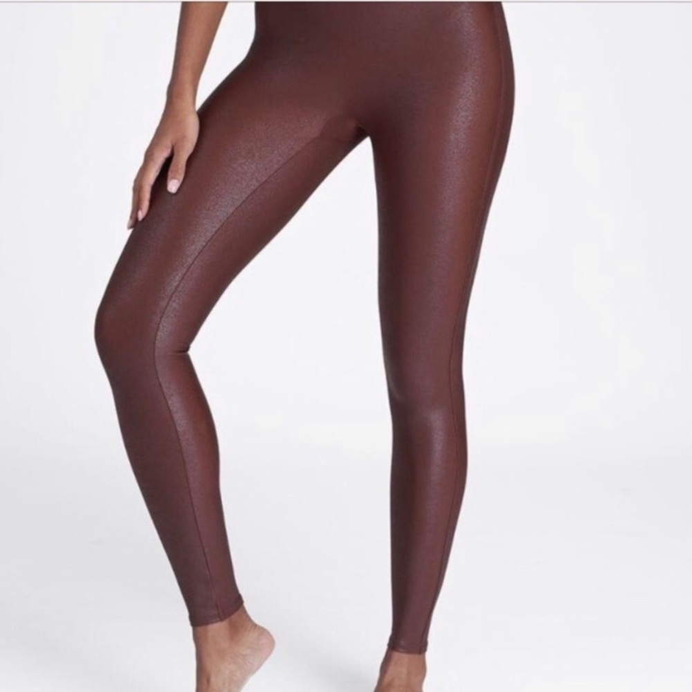 Spanx faux leather wine size medium